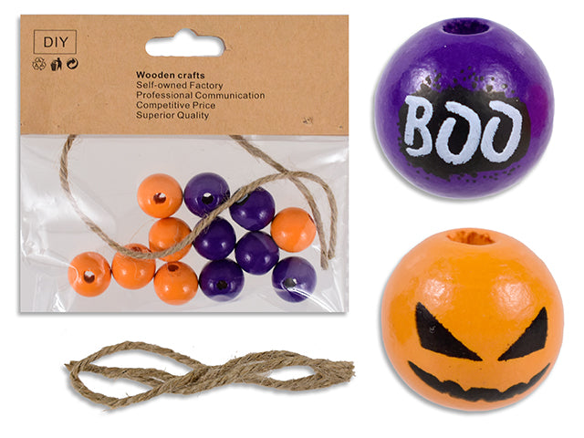 Carton of 24 12pk Hween Wooden Beads Assortment. pbh.