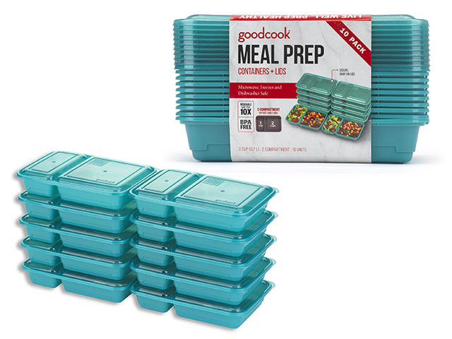 Carton of 4 Meal Preparation Container With 2 Compartments