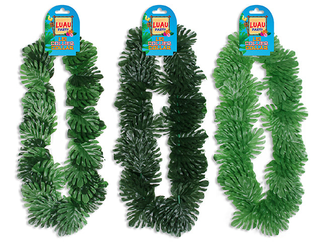 Carton of 12 42In Areca Palm Leaf Luau Leis. 3 Asst.Colours. H/C.