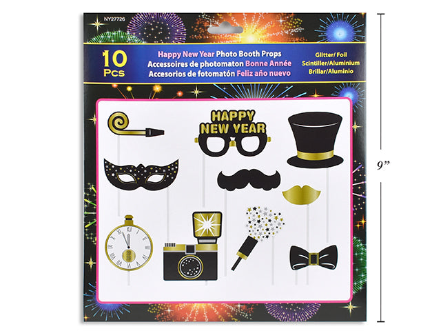 Carton of 24 New Year Glitter Foil Photo Booth Props