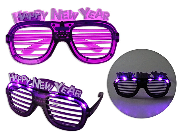 Carton of 24 Happy New Year Led Light Up Shutter Shade Glasses