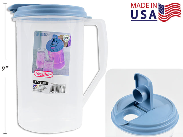 Carton of 6 Round Pitcher With Blue Lid