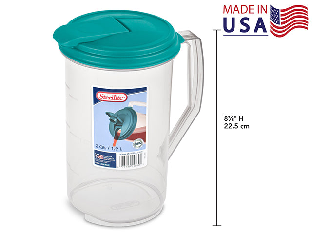 Carton of 6 Round Pitcher With Blue Lid