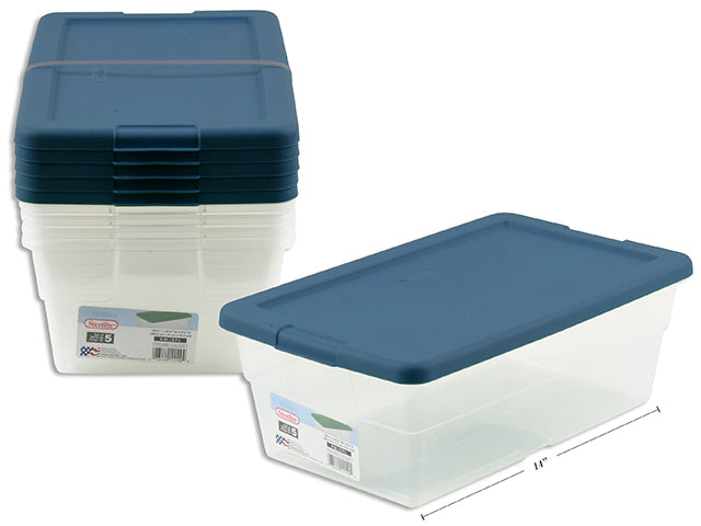 Carton of 6 Set (5) 6 Quart / 5.7 Liter Storage Box. Marine Blue.