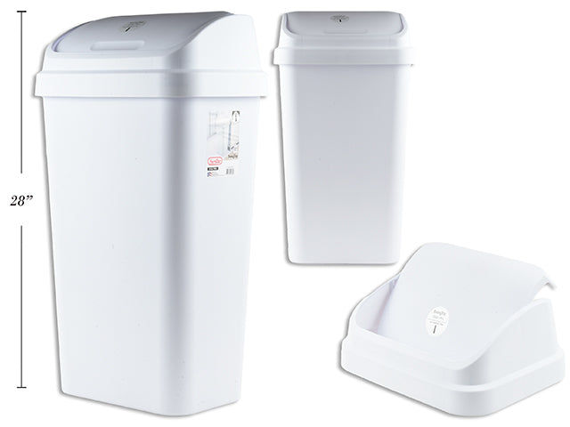 Carton of 4 13 Gallon / 49 Liter Swingtop Wastebasket. White. 15-7/8In(L) X 12-1/8In(W) X 28-3/8In(H).