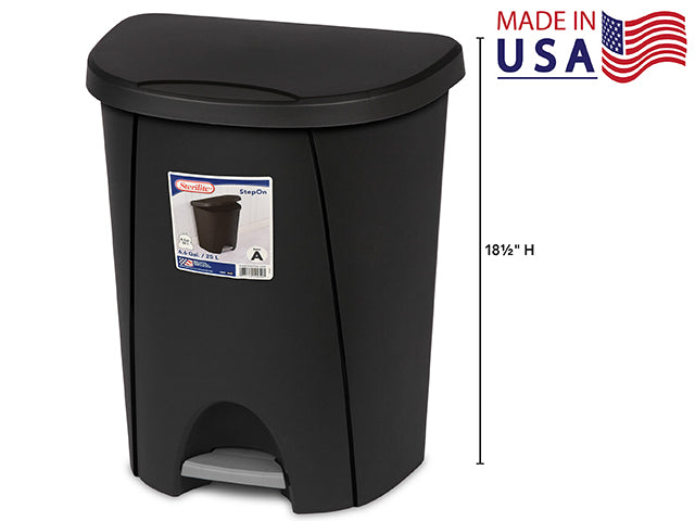 Carton of 4 Step On Black Wastebasket