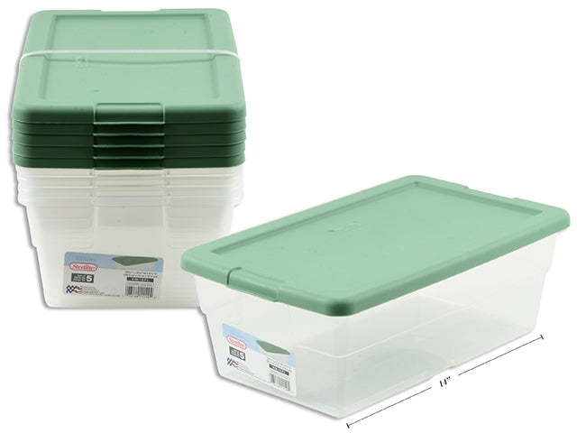 Carton of 6 Set (5) 6 Quart / 5.7 Liter Storage Box. Crisp Green.