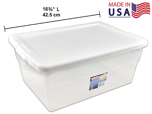 Carton of 12 Storage Box Clear With White Lid Small