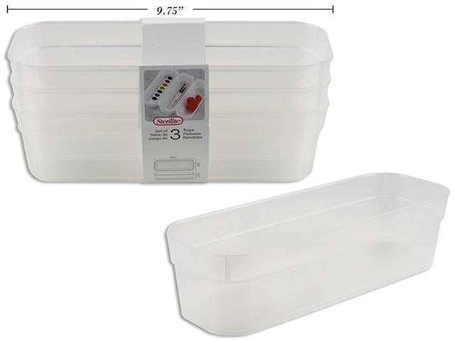 Carton of 8 Set Of 3 Narrow Storage Trays