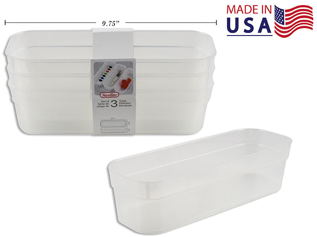 Carton of 8 Set Of 3 Narrow Storage Trays