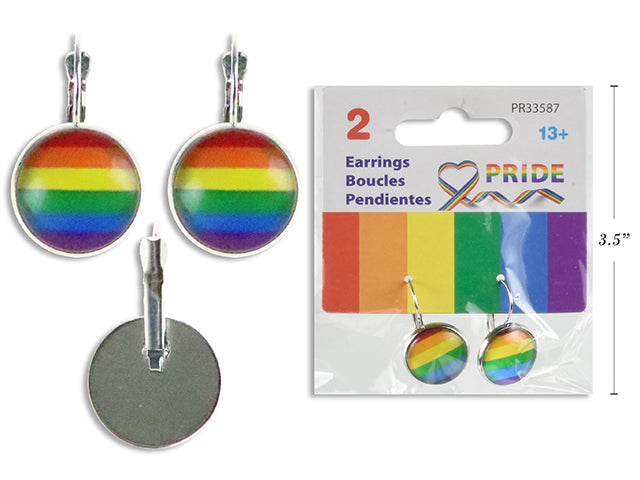 Carton of 24 Pride Rainbow Glass Earrings