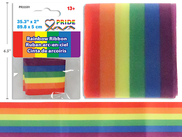 Carton of 24 Pride Rainbow Polyester Ribbon