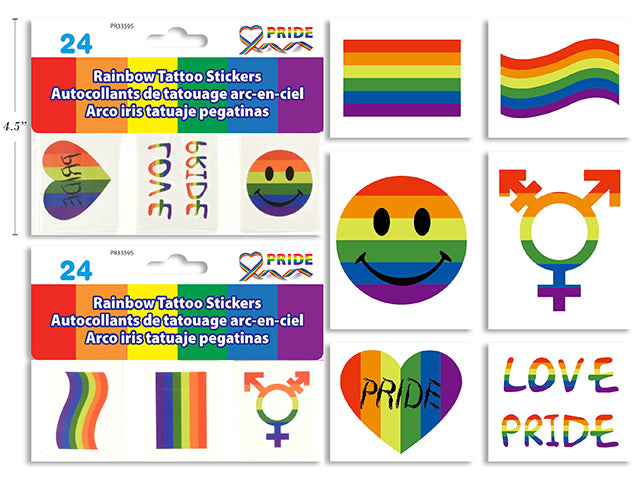 Carton of 24 Pride Rainbow Tattoo Stickers