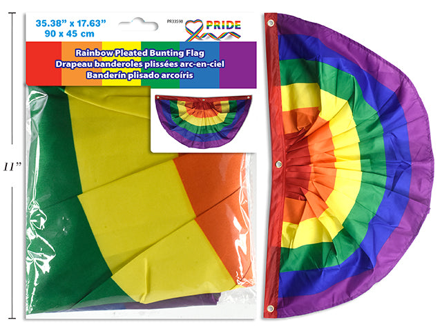 Carton of 12 Pride Rainbow Pleated Bunting Flag