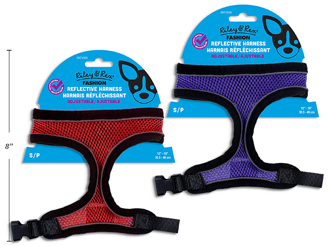 Carton of 12 Adjustable Reflective Harness - Small. 2 Cols: Red / Purple. T.O.C.