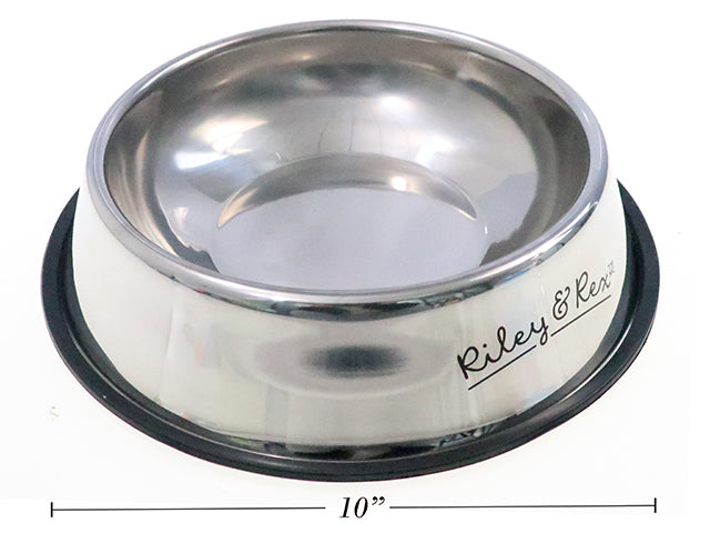 Carton of 12 780Ml Easy Clean 201 Stainless Steel Non-Slip Pet Bowl. Colour Label.