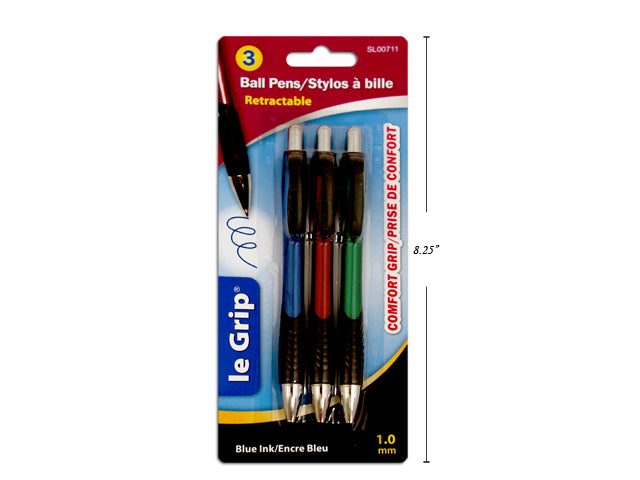 Carton of 24 Ball Pens With Grip 3 Pack