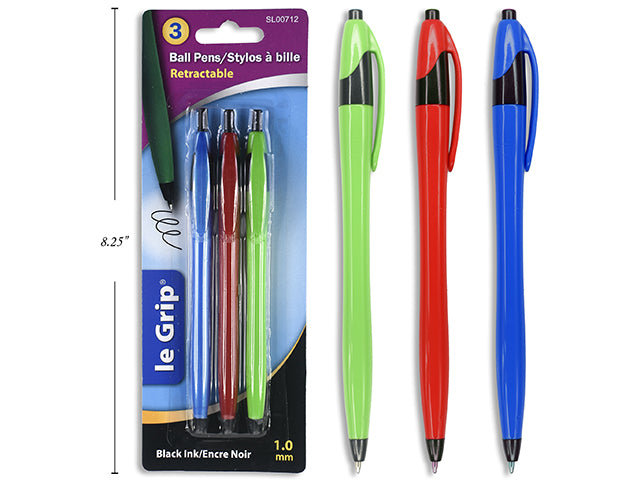 Carton of 24 Black Ink Ball Pens With Grip 4 Pack