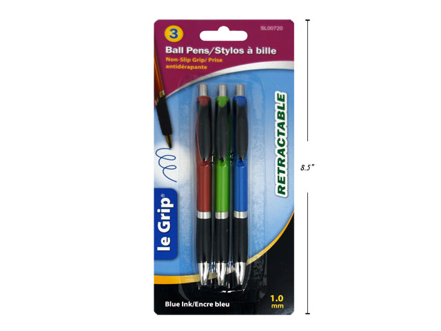 Carton of 24 Retractable Blue Ink Ball Pens 3 Pack