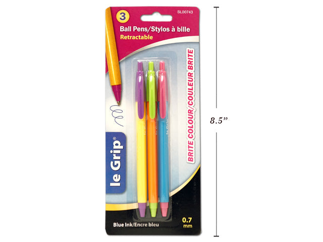 Carton of 12 Retractable Blue Ink Brites Pens 3 Pack