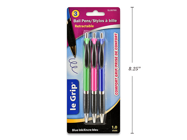 Carton of 24 Retractable Ball Point Bens 3 Pack