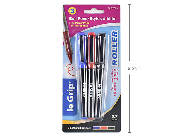 Carton of 12 Roller Pens With Metal Clip 3 Pack