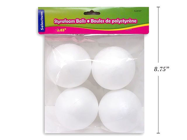 Carton of 12 Styrofoam Balls Medium 4 Pack