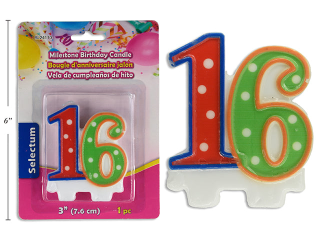 Carton of 12 3" Milestone Birthday Candle