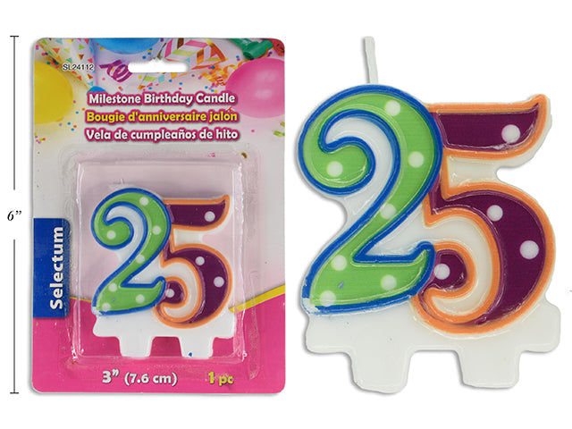 Carton of 12 3" Milestone Birthday Candle