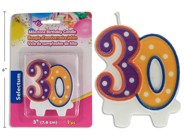 Carton of 12 3" Milestone Birthday Candle