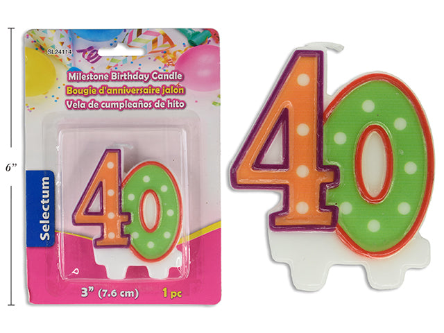 Carton of 12 3" Milestone Birthday Candle