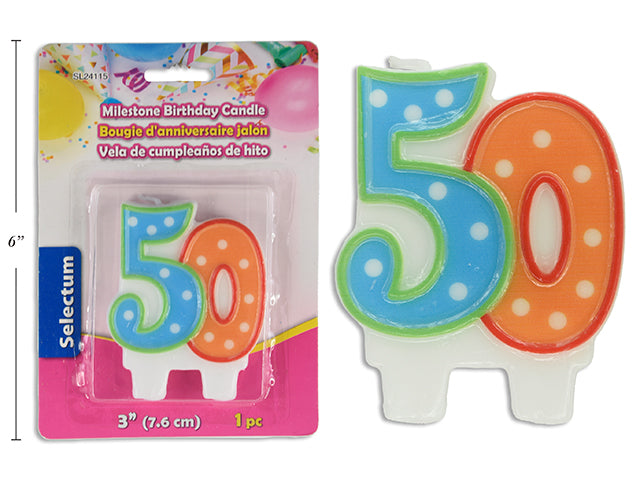 Carton of 12 3" Milestone Birthday Candle