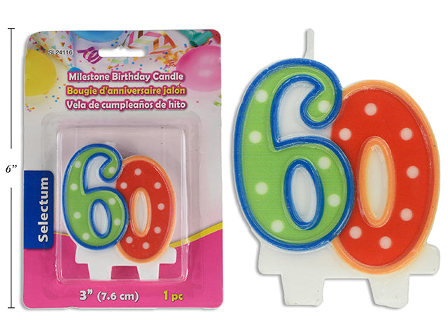 Carton of 12 3" Milestone Birthday Candle