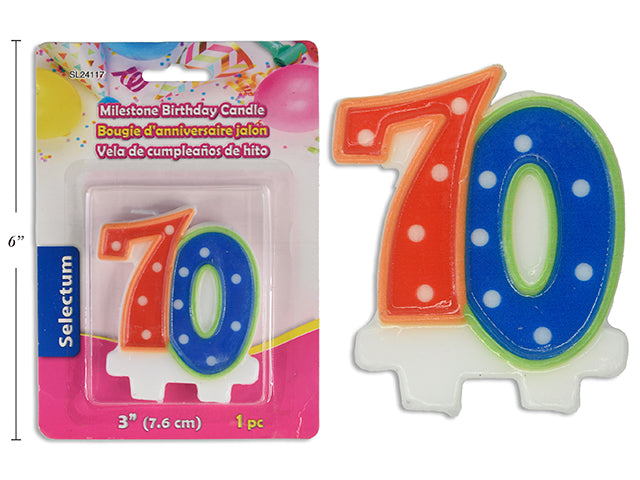 Carton of 12 3" Milestone Birthday Candle