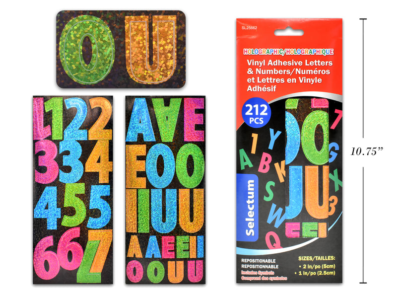 Carton of 12 Holographic Vinyl Adhesive Letters And Numbers