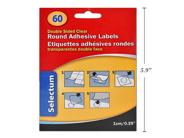 Carton of 12 Double Sided Clear Adhesive Round Labels 60 Labels