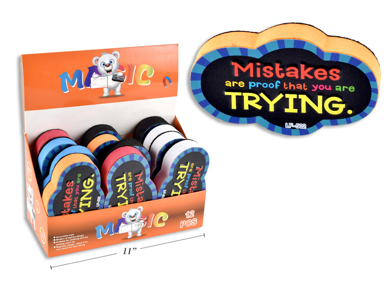 Carton of 12 Magnetic Mistakes Are Proof Of Trying Whiteboard Eraser