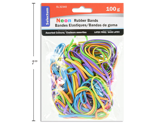 Carton of 12 Neon Color Rubber Bands