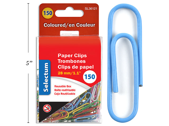 Carton of 24 Colored Paper Clips 150 Pack