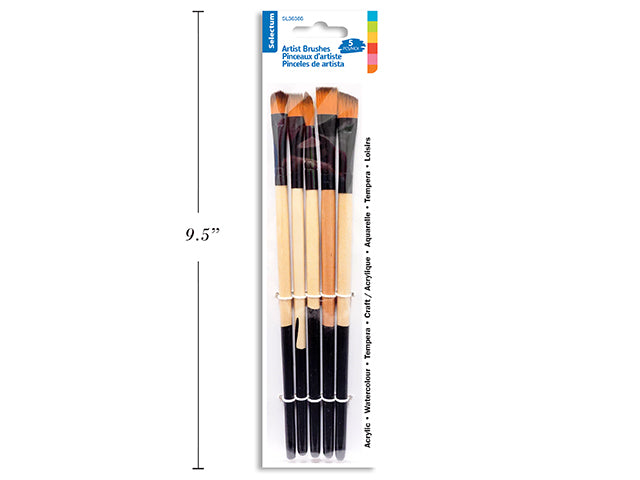 Carton of 24 Wood Handles Art Brushes 5 Pack