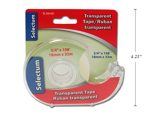 Carton of 24 Transparent Tape With Dispenser