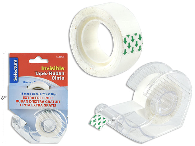 Carton of 12 Invisible Tape Combo Pack 18Mmx18M (0.708"X709") With Extra Refill