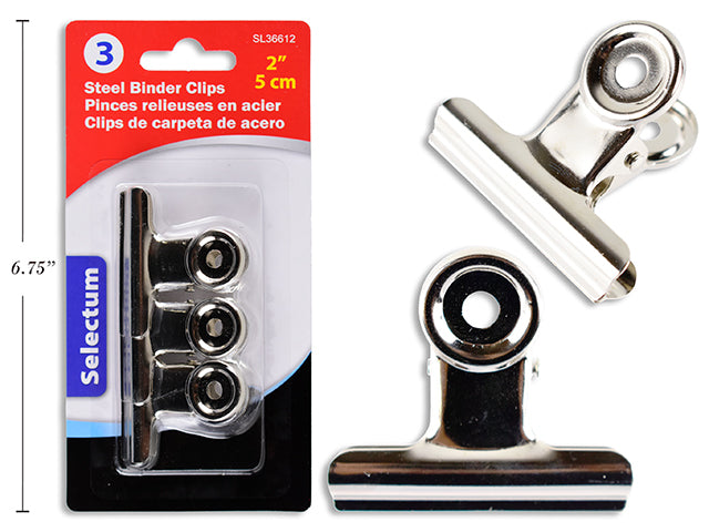 Carton of 24 Steel Binder Clip 3 Pack