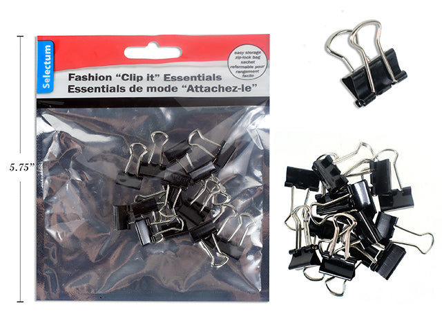 Carton of 24 Black Binder Clips 16 Pack