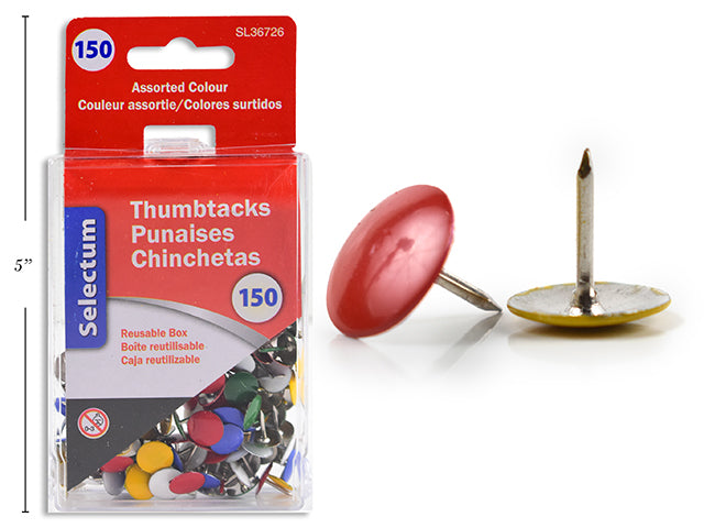 Carton of 24 Colored Metal Thumbtacks 175 Pack