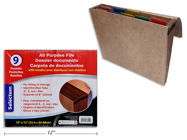 Carton of 12 All Purpose File With 9 Pockets