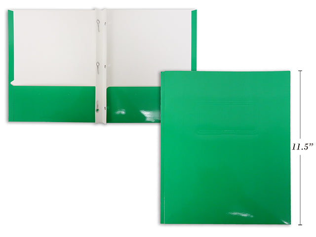 Carton of 50 3 Prong Glossy Laminated Folder Green