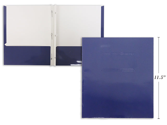 Carton of 50 3 Prong Glossy Laminated Folder Dark Blue