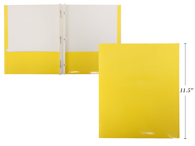 Carton of 50 3 Prong Glossy Laminated Folder Yellow