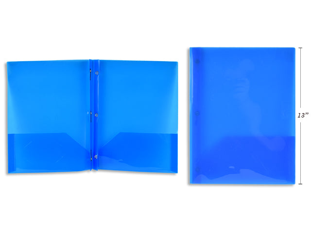 Carton of 50 Dark Blue Plastic Portfolio With Prongs And 2 Pockets